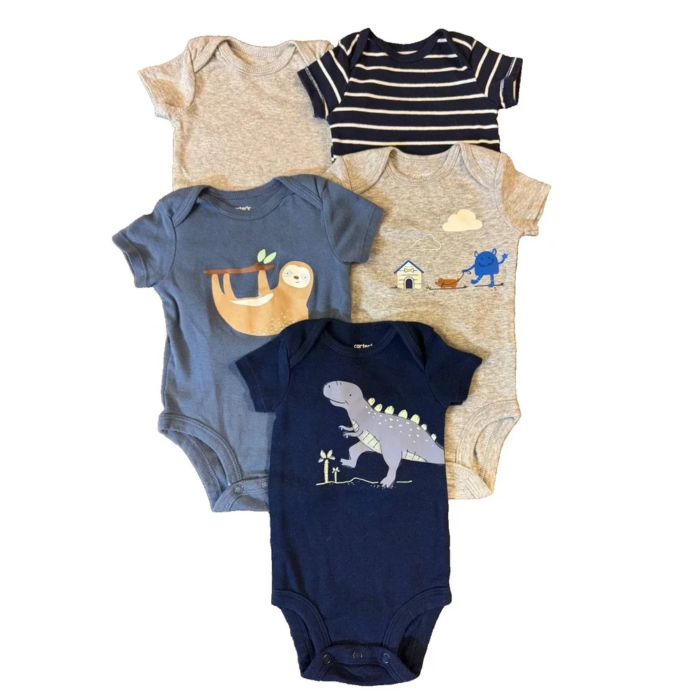 Carters Baby Boy 3 Months Bodysuits Lot Outfit Clothes Short Sleeved Shirts Dino